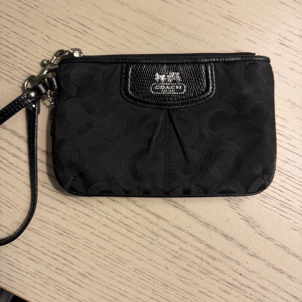 Coach Black Madison Signature Canvas C Wristlet